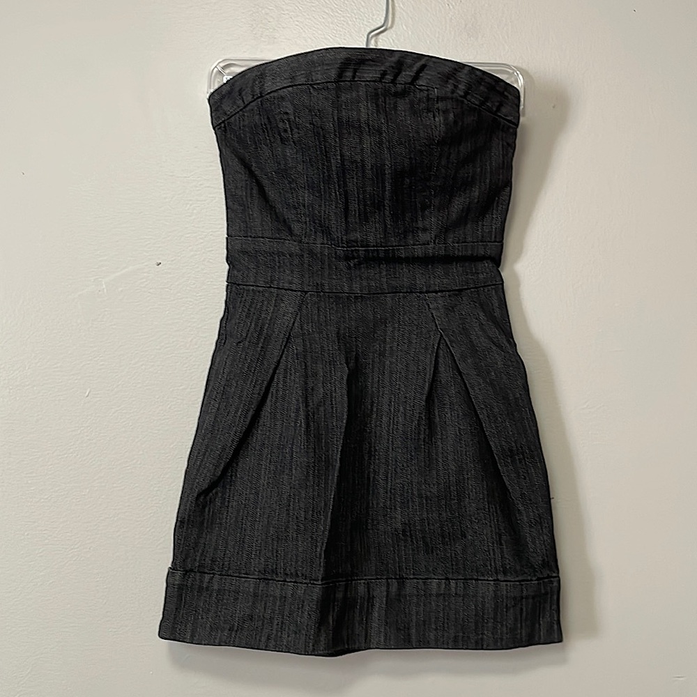 Guess. NWT. Black jean strapless mini dress.